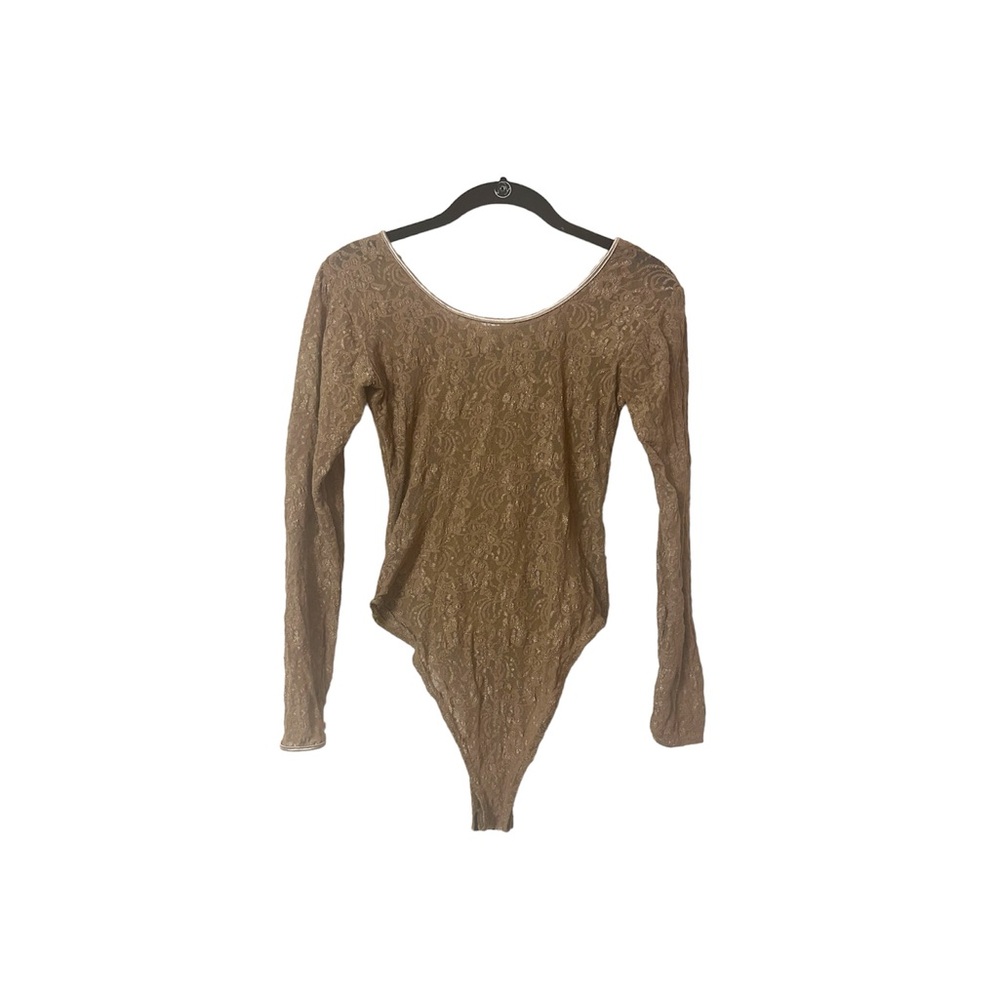 Golden Metallic Marusa Josaco Inc. Vintage Lace Floral Bodysuit